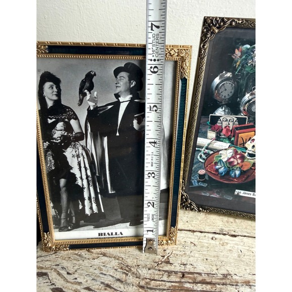 Vintage Ornate Gold Frame Pair Black White Theatrical Photo Still Life Art Decor - Picture 10 of 11